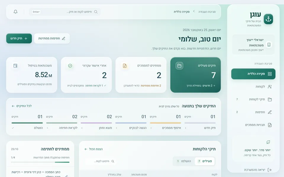 עוגן: תיקי משכנתאות וחתימה דיגיטלית, צילום מסך מהמחשב